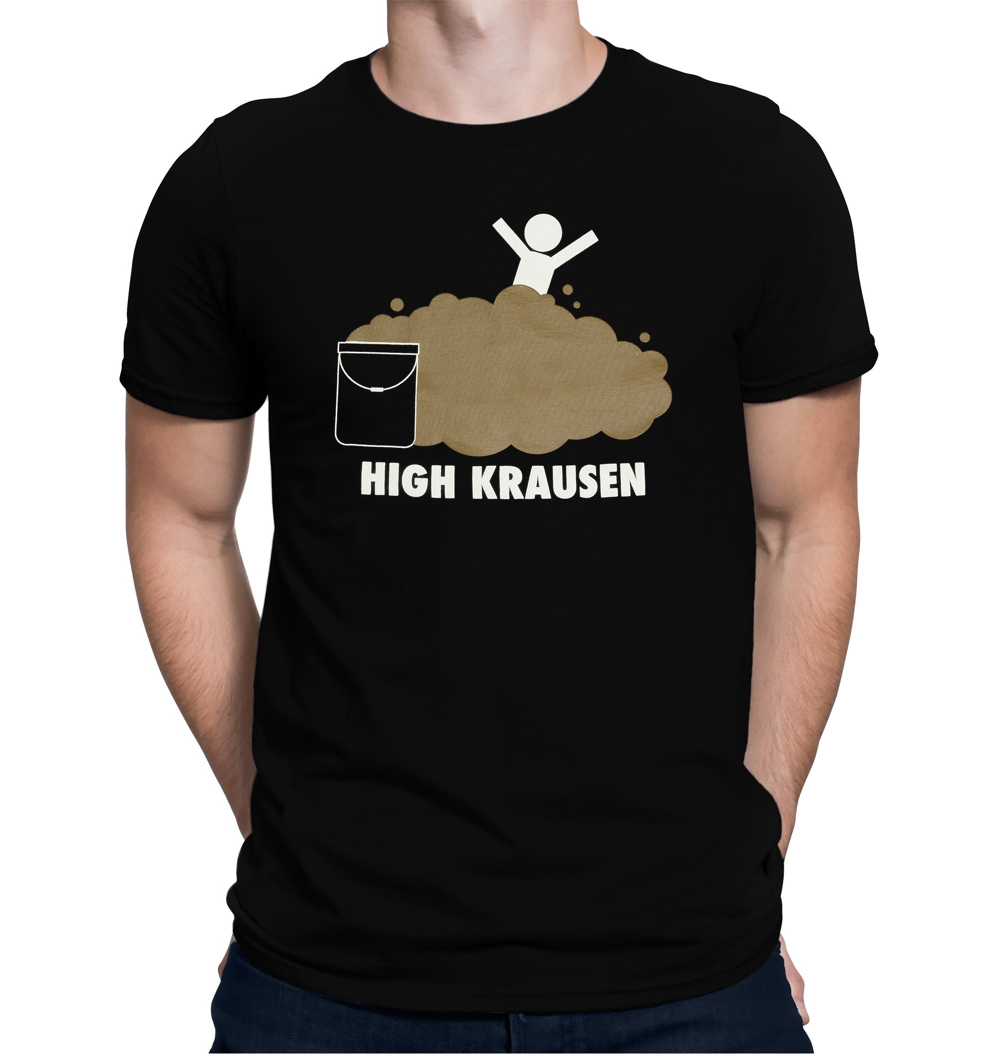 igh Krausen Disaster t-shirt with cartoon fermenter foam explosion