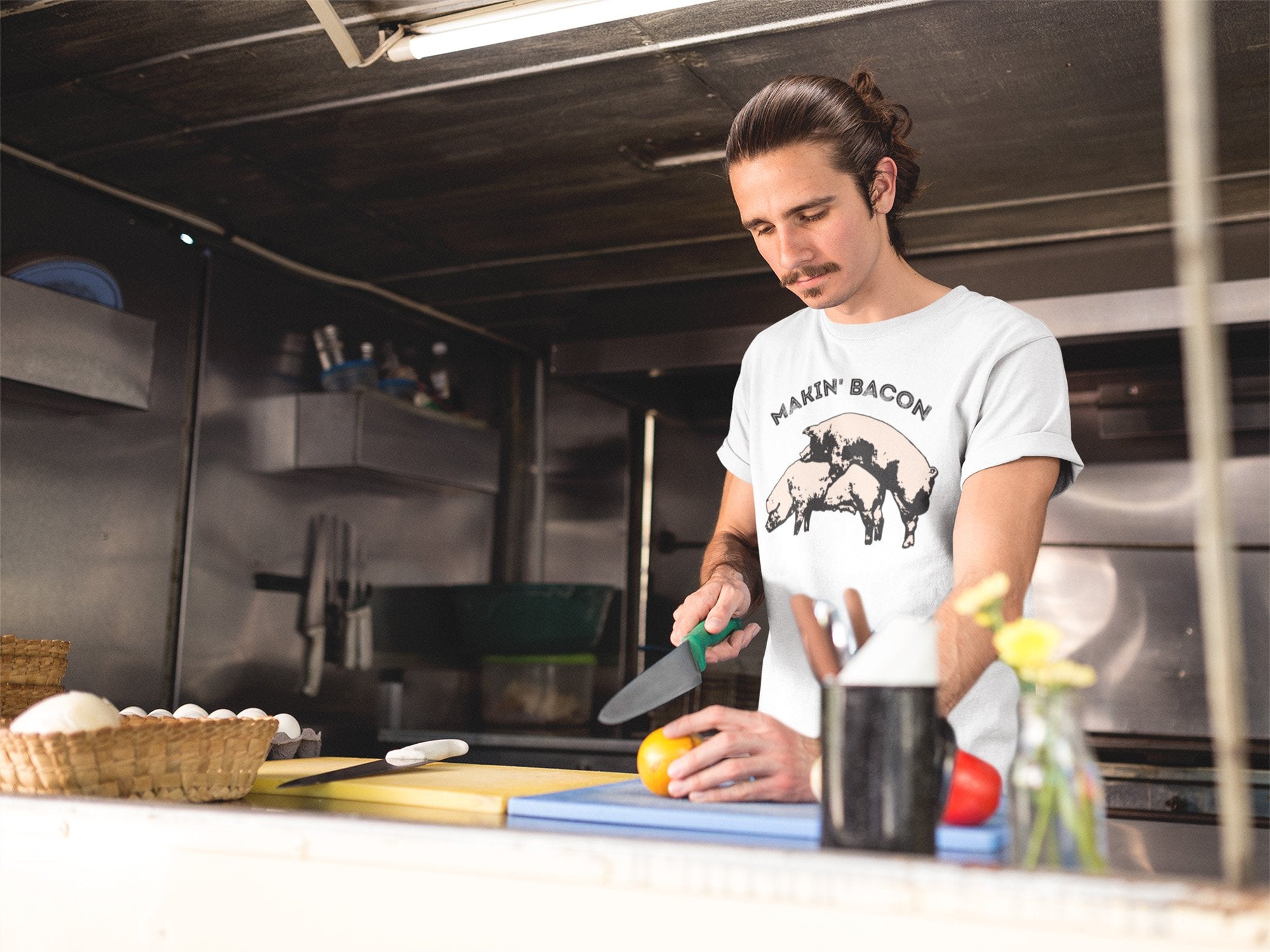 Unisex ringspun cotton shirt with cheeky pig double-entendre design