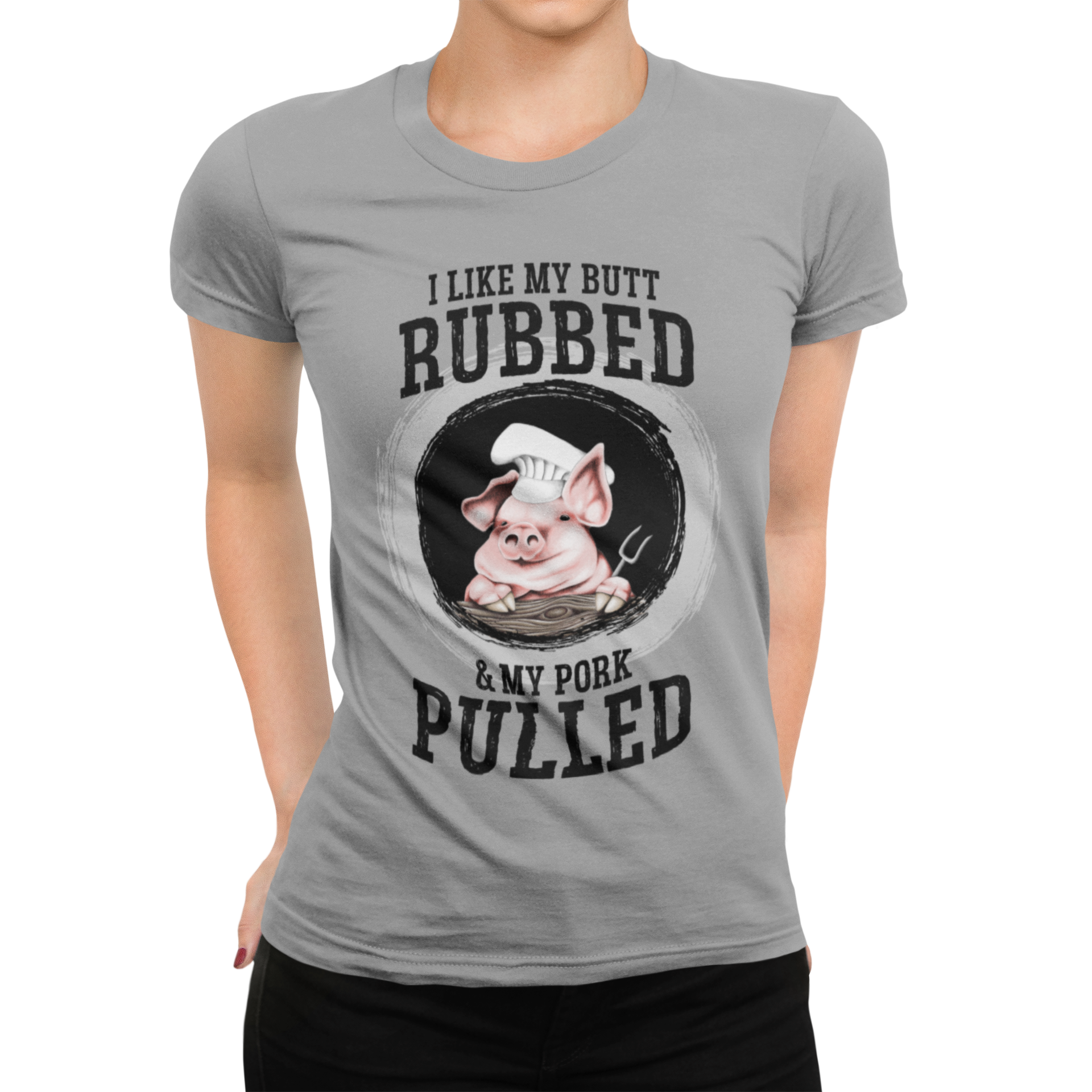 Casual cooking women's shirt with cheeky barbecue message