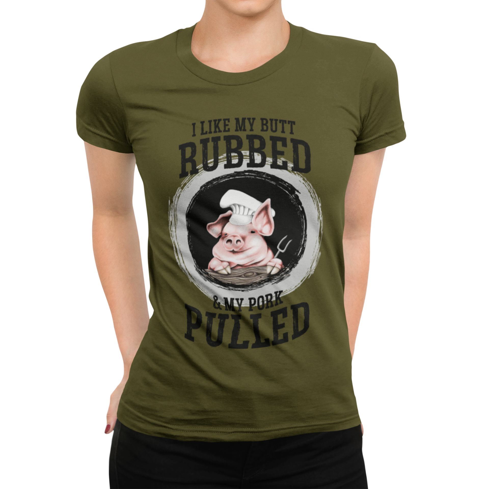 Pull-pork enthusiast women's shirt with bold black typography