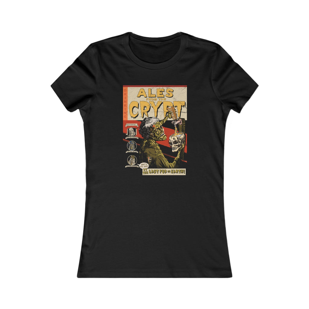 Horror-inspired graphic on women’s craft beer tee.