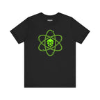 Close-up of homebrewing-inspired atom graphic featuring a hop nucleus