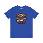 Front view of the 6 Pack Slugger t-shirt featuring bold design.