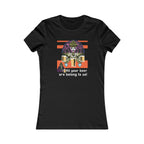 Close-up of retro 8-bit design on the Ladies' "All Your Beer Are Belong To Us" T-Shirt.