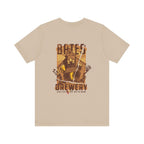 Back of the t-shirt featuring a simple Bates Brewery design in the center.
