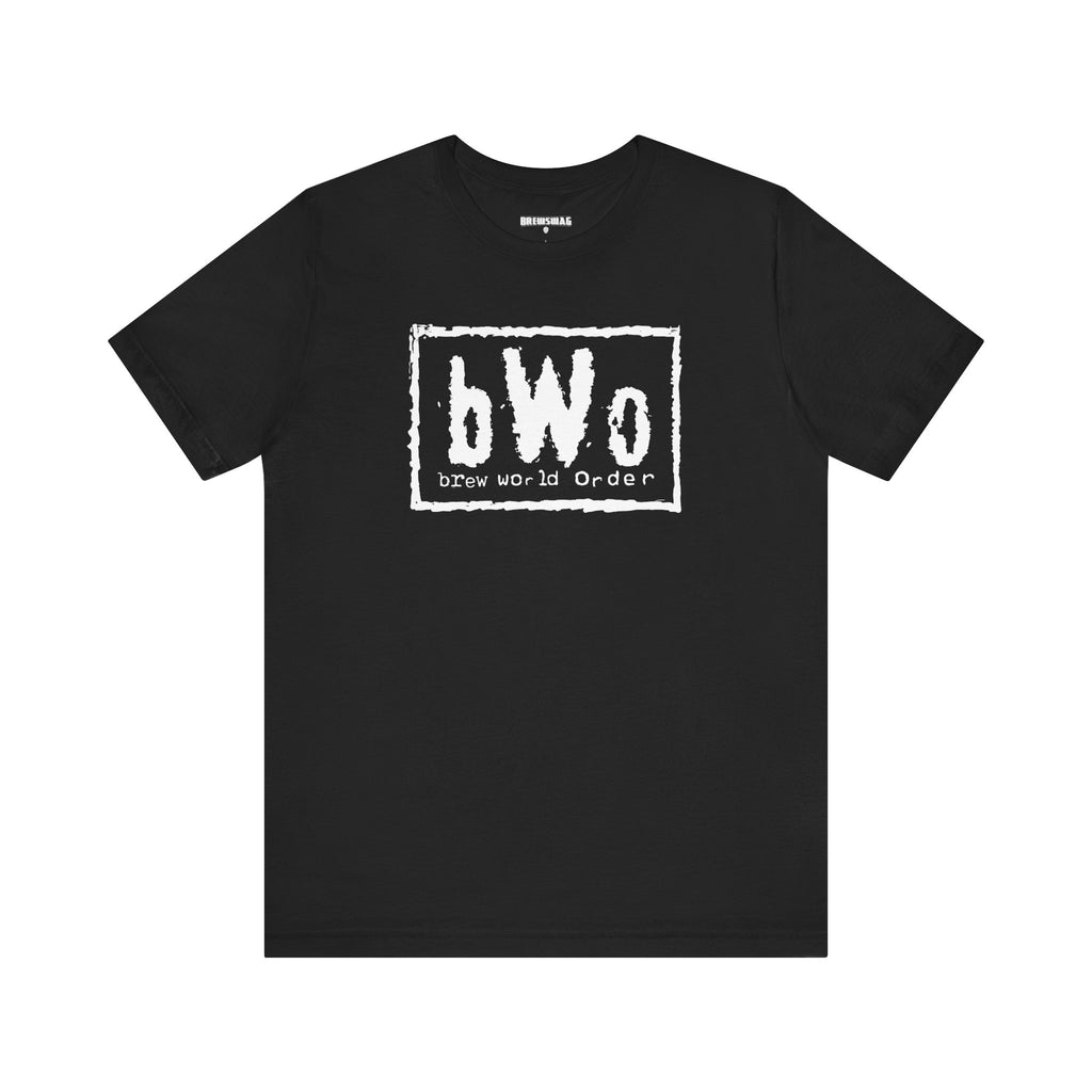 BrewSwag Brew World Order Beer T-Shirt in black with bold white bWO logo
