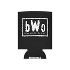 BrewSwag bWO can cooler in black with bold white Brew World Order lettering