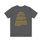 Dark grey Beer Wars shirt showing playful text about Episode IV on the back