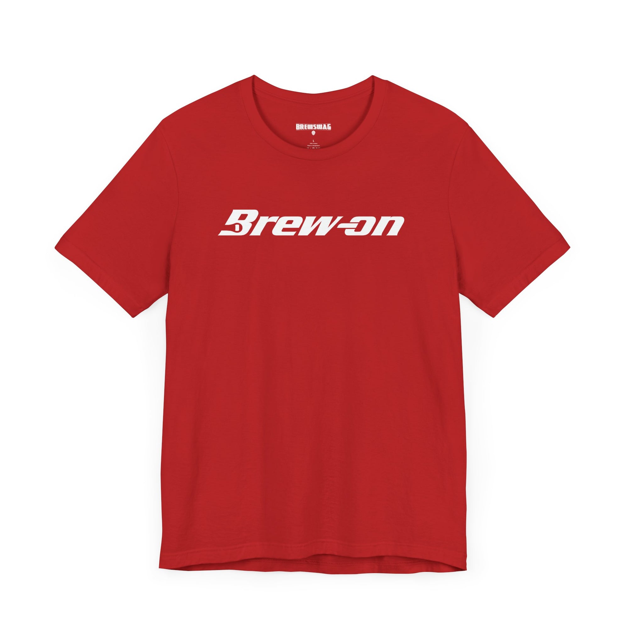 Front detail of the Brew-On design inspired by popular mechanic-style branding
