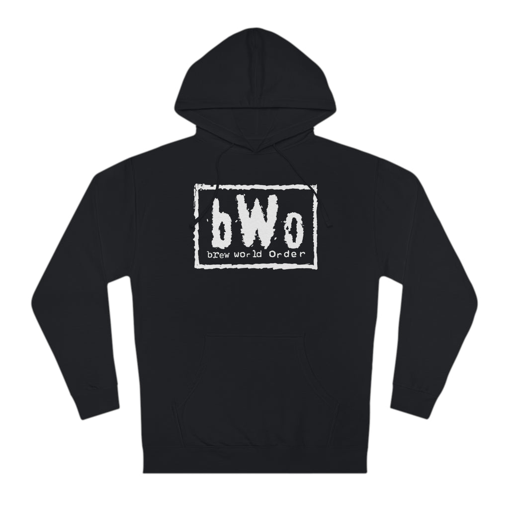 Front view of the Brew World Order hoodie showing large bWO text across the chest