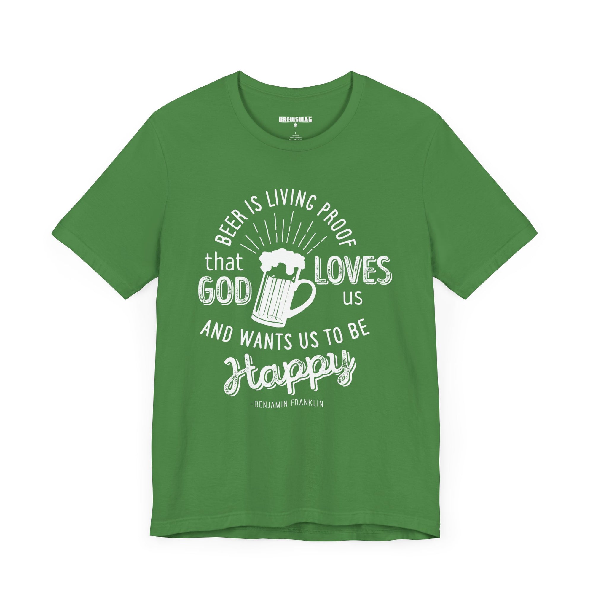 Playful beer mug illustration accompanying the famous quote on a cozy T-shirt