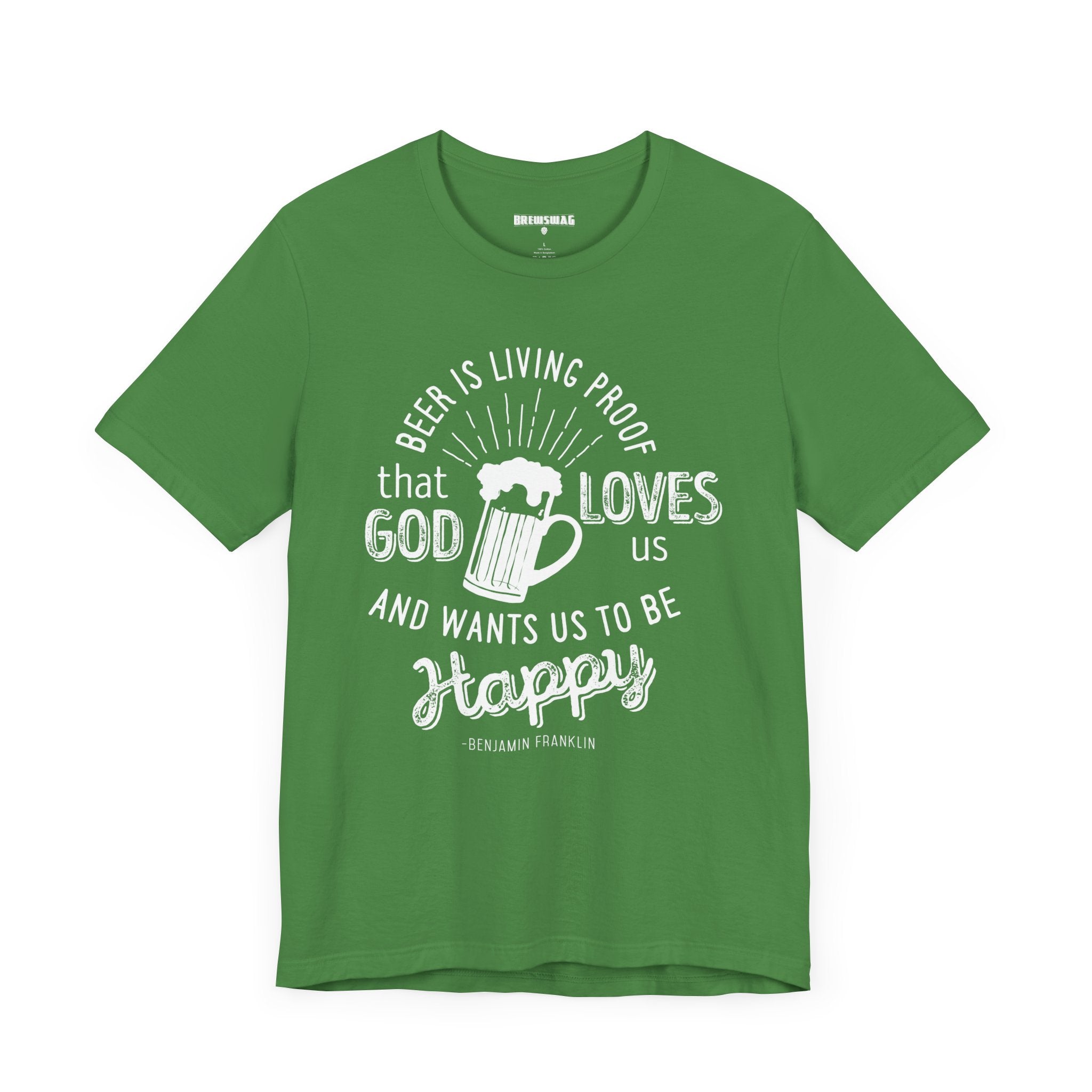 Playful beer mug illustration accompanying the famous quote on a cozy T-shirt