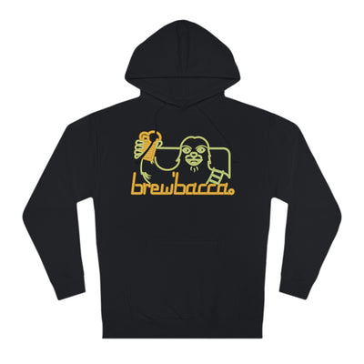 Vibrant ‘Brewbacca’ text on a black hoodie for craft beer enthusiasts
