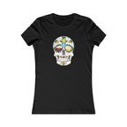 Women’s T-shirt featuring a vibrant Brewer’s Sugar Skull design for craft beer fans