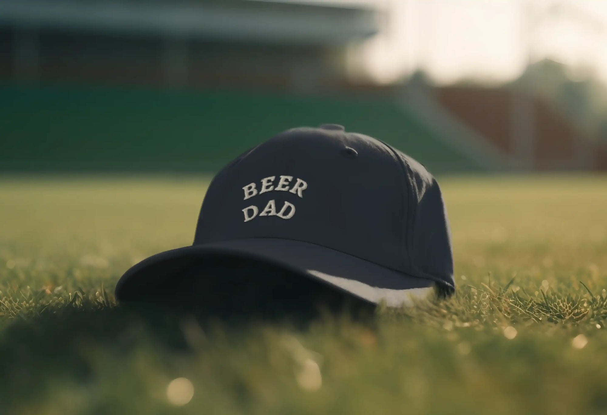 Adjustable beer-themed dad hat with cotton twill fabric