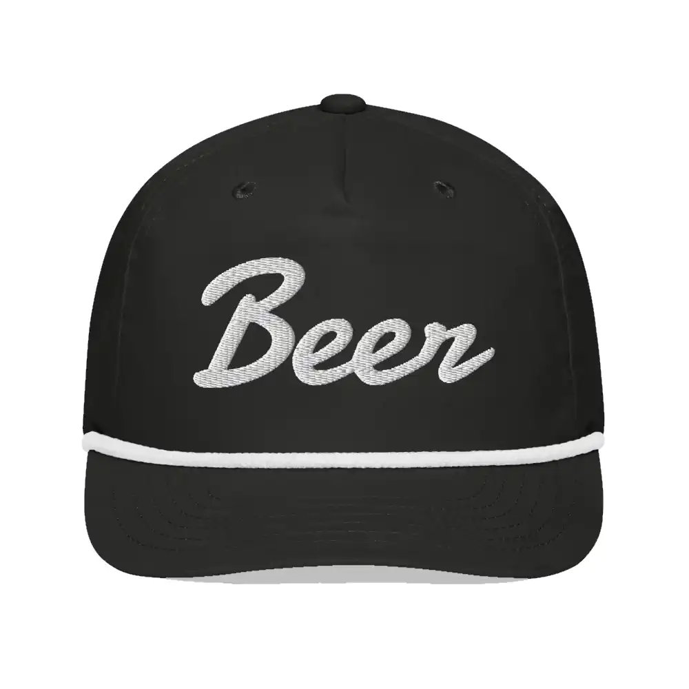 Unstructured 5-panel hat with Beer in script on front