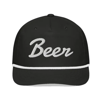Unstructured 5-panel hat with Beer in script on front