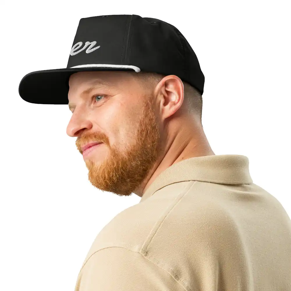 Adjustable Beer hat with vintage rope accent and clean look