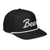 Black Beer Script Hat with white embroidery and rope detail