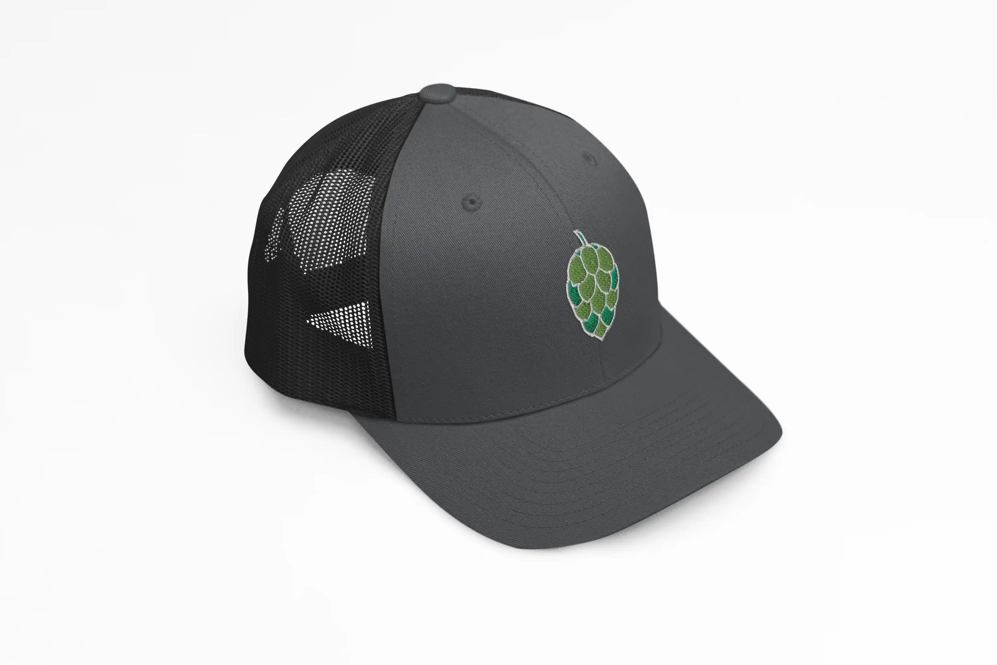 Hop Cone Trucker Hat with mesh back and snap closure