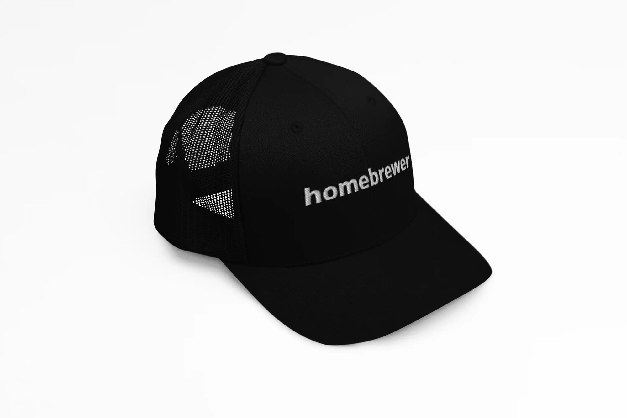Minimalist craft beer trucker cap with homebrewer stitching