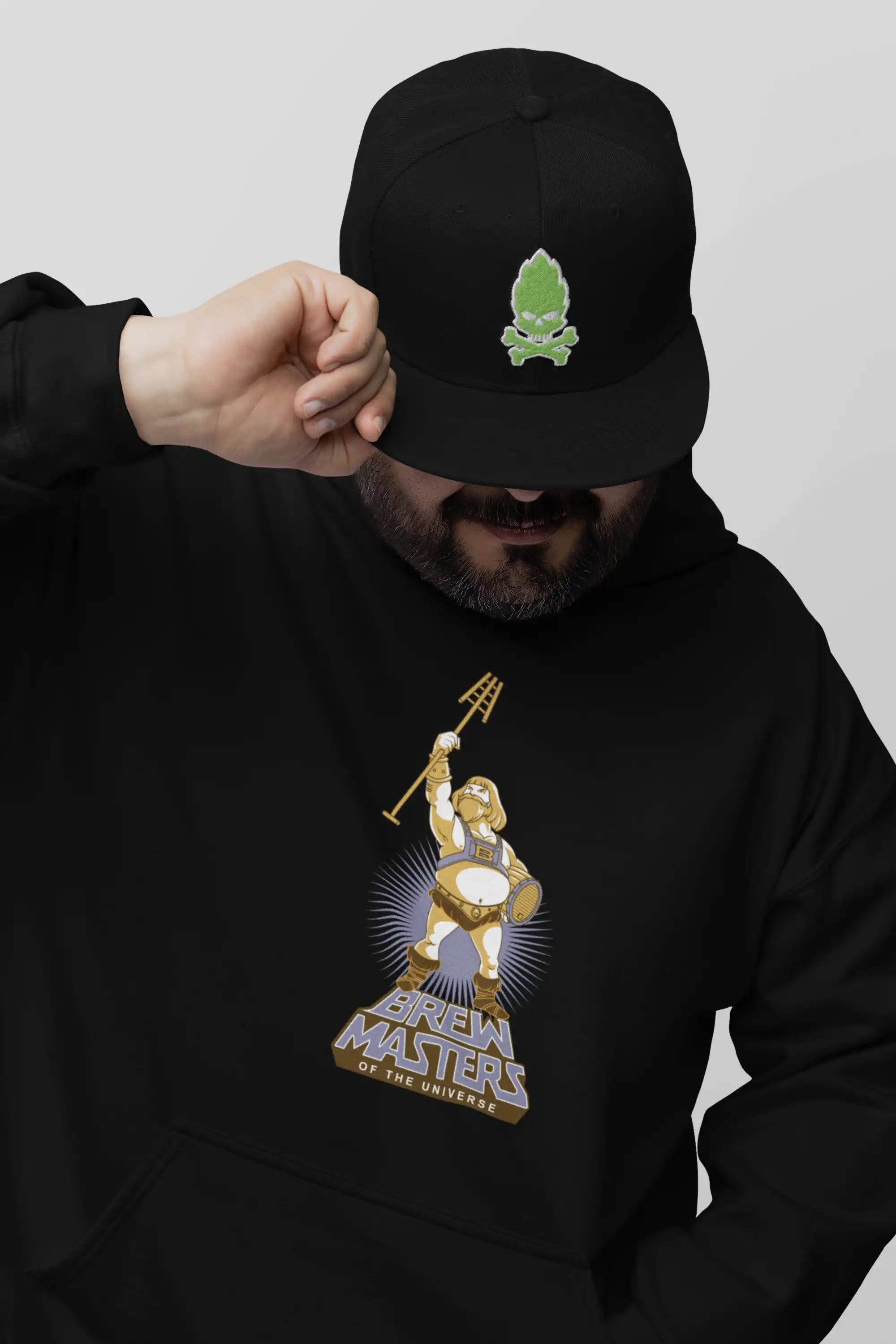Hop Skull and Crossbones snapback cap with white outline detail