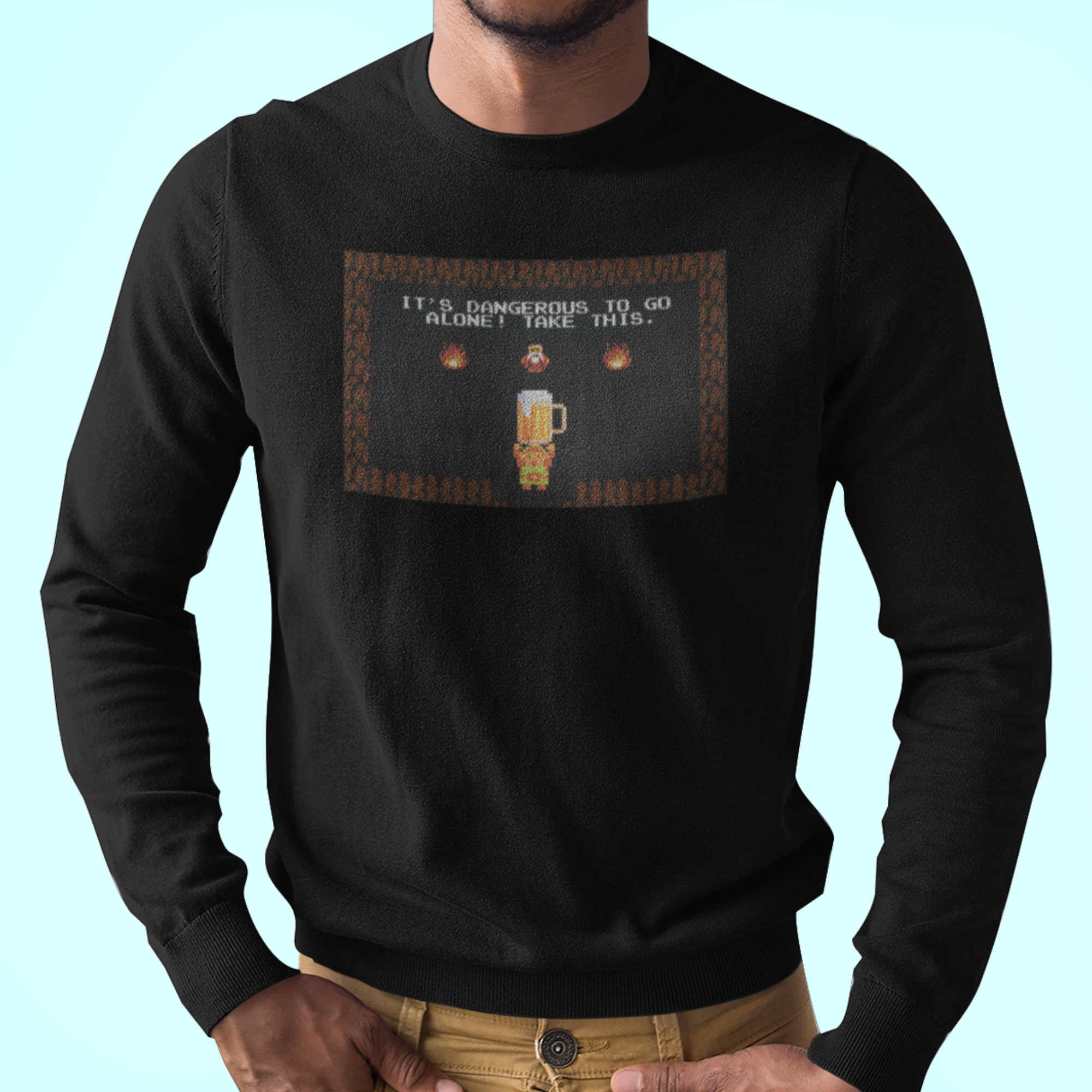 “It’s Dangerous To Go Alone long sleeve shirt for gamers and drinkers