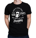 BrewSwag Beer is Living Proof T-Shirt with Ben Franklin quote on black fabric