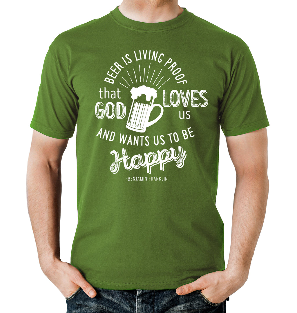 Ben Franklin-inspired beer quote T-shirt in 100% ring-spun cotton