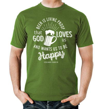 Ben Franklin-inspired beer quote T-shirt in 100% ring-spun cotton