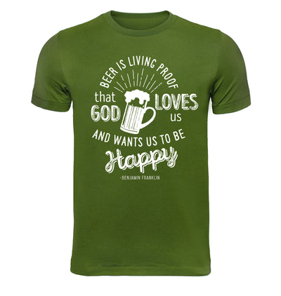Beer is Living Proof Green T-Shirt Flat