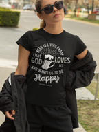 Beer is Living Proof design on a feminine-cut black T-shirt from BrewSwag