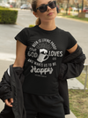 Beer is Living Proof design on a feminine-cut black T-shirt from BrewSwag