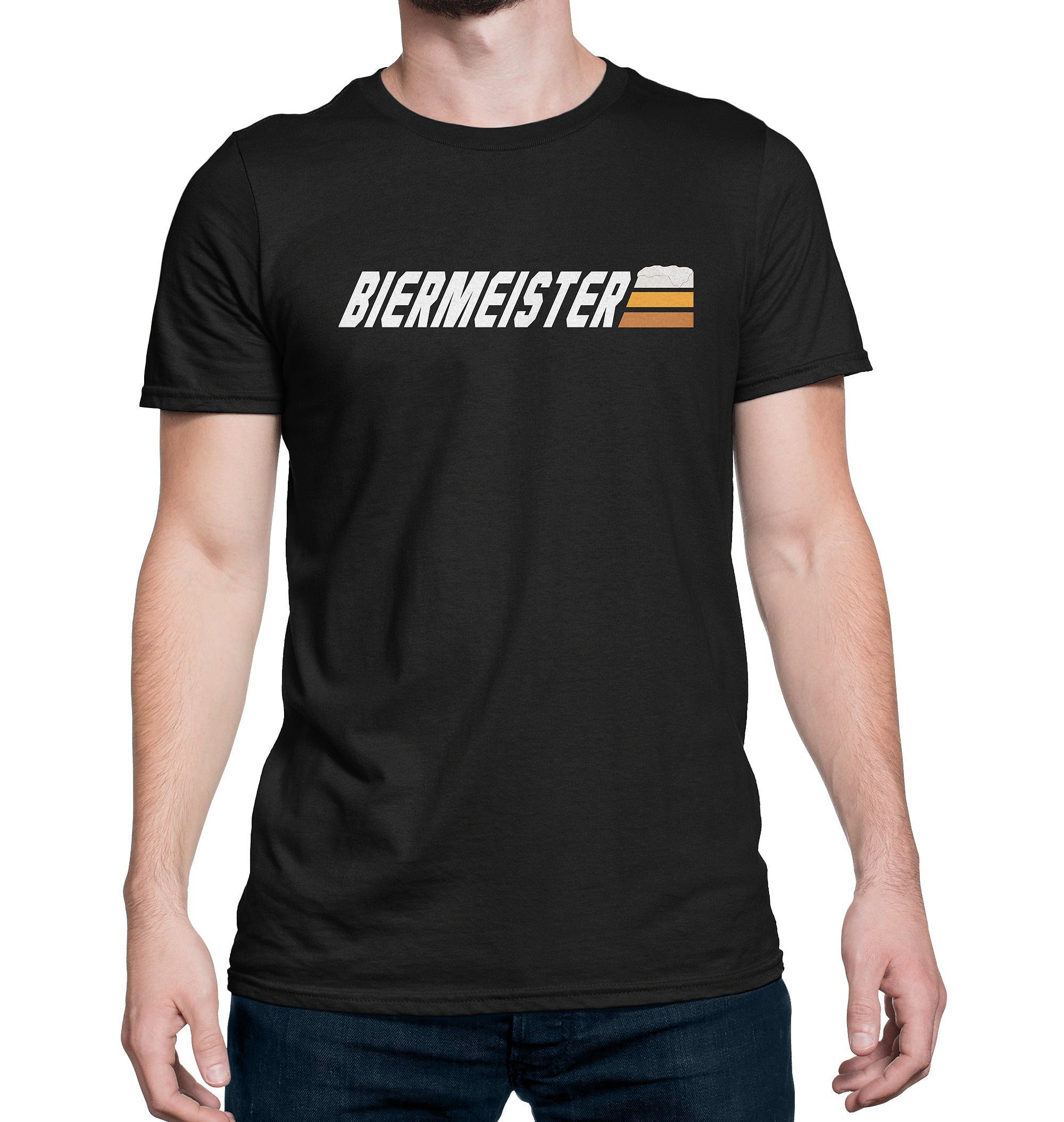 Biermeister Master of Beer T-shirt with stylized beer graphic on black cotton