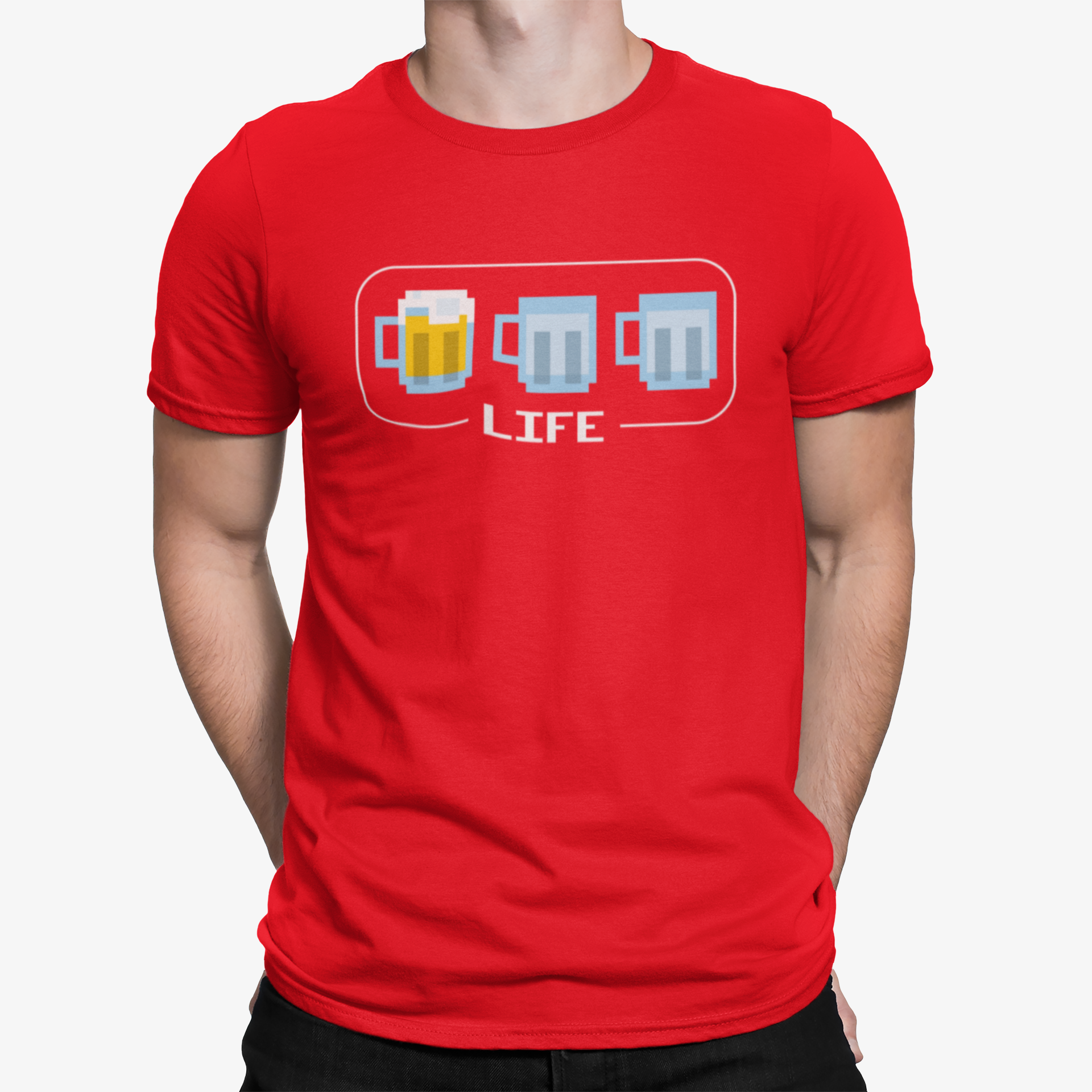 BrewSwag Beer Life Bar T-Shirt with retro video game-inspired design