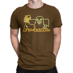 Brewbacca Beer Wars T-shirt in brown with a neon-style graphic