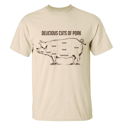 Cuts of Pork Fucking Delicious BBQ T-Shirt Flat