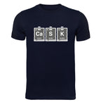 Navy homebrewing shirt with periodic table themed keg graphic
