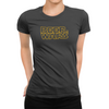 Close-up of the Beer Wars front logo on a fitted women’s tee