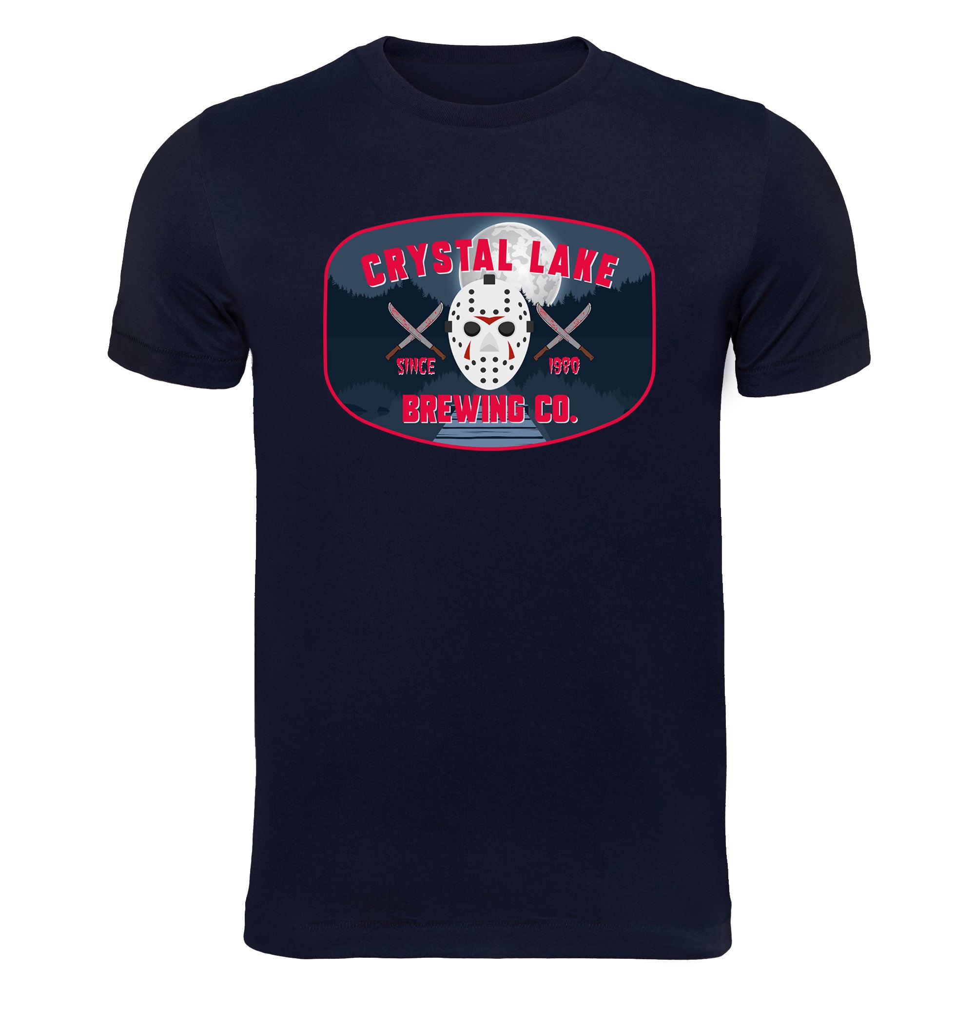 Unisex T-shirt with fictional horror brewery and creepy red print