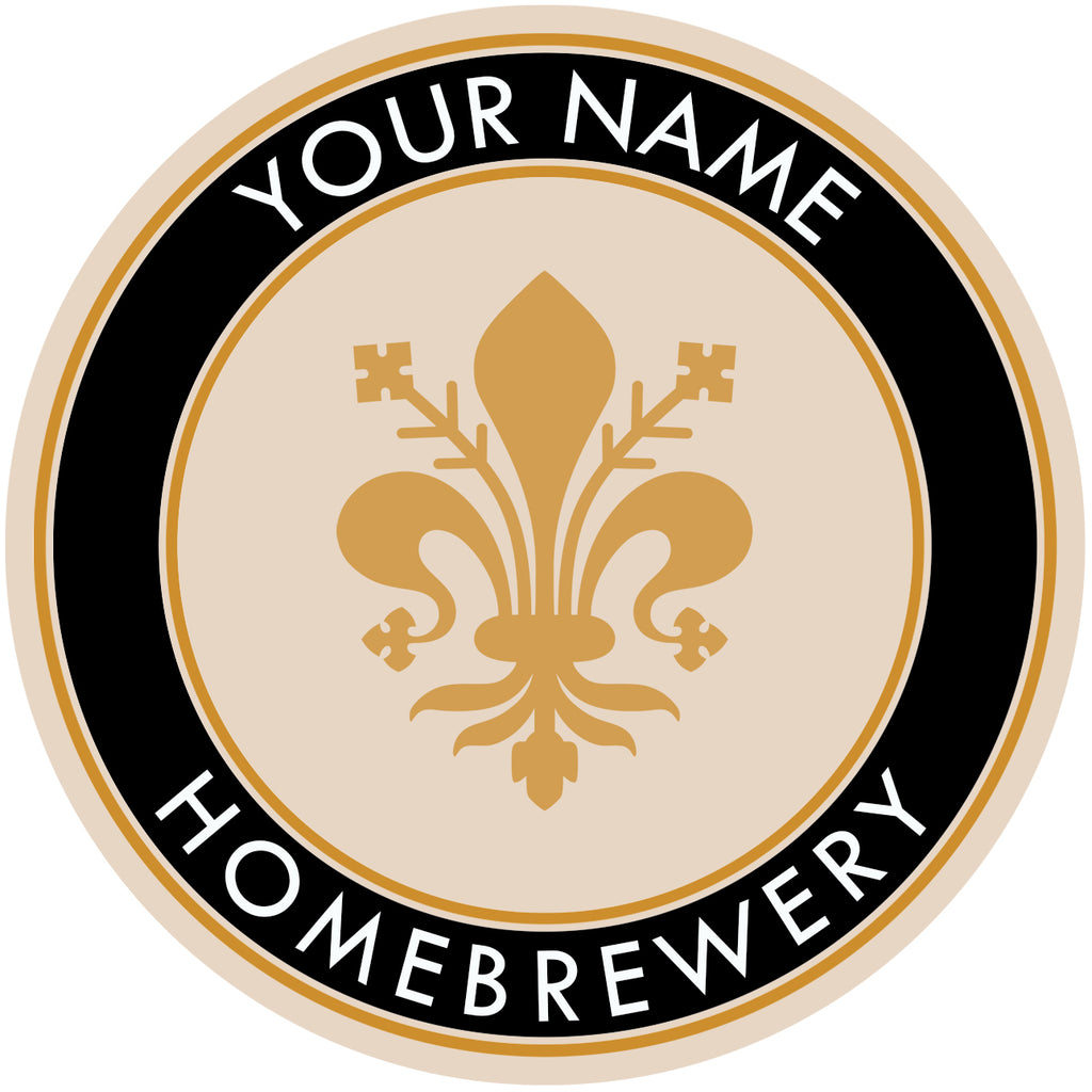 Black-band coaster showcasing stylized fleur-de-lis icon with name placeholder