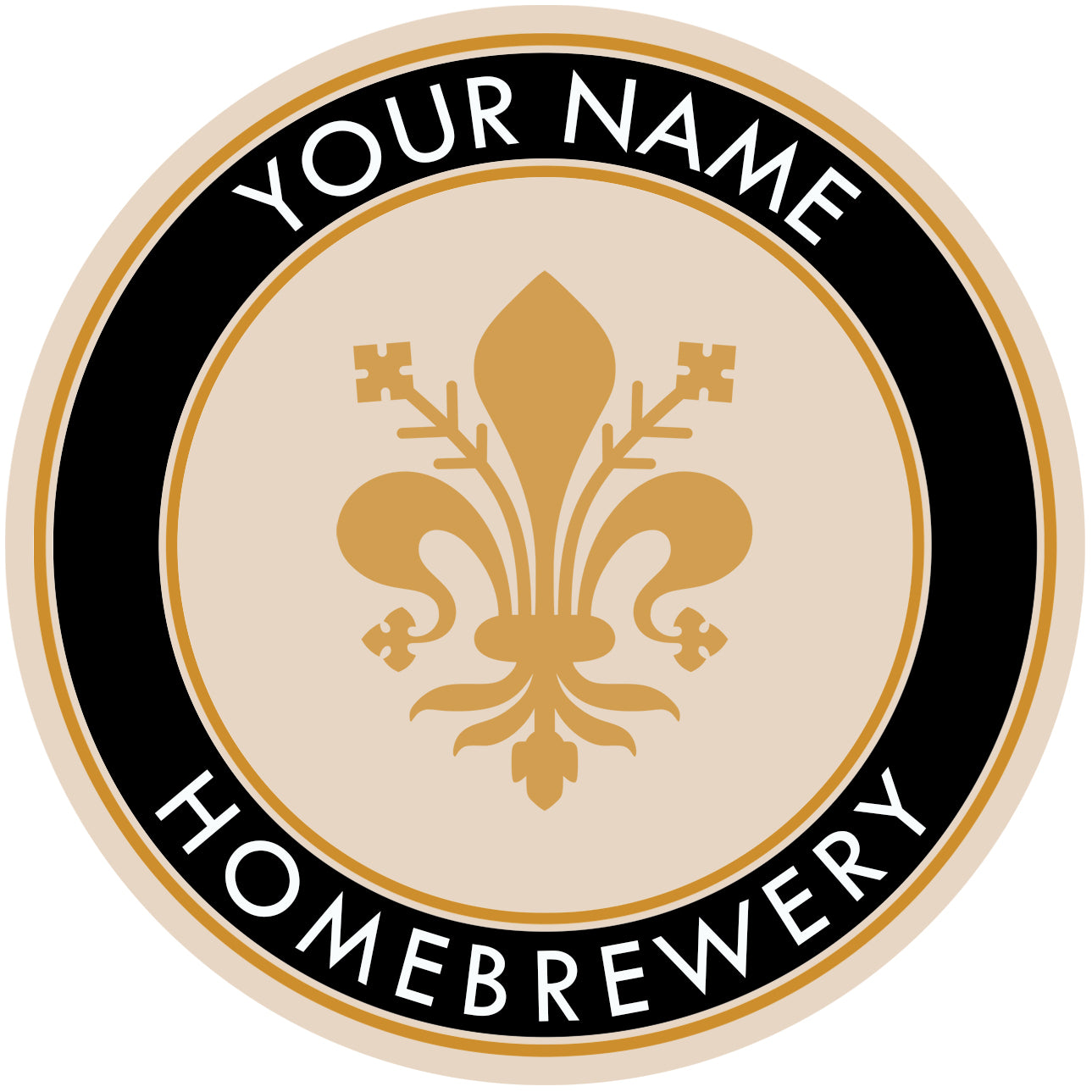 Black-band coaster showcasing stylized fleur-de-lis icon with name placeholder