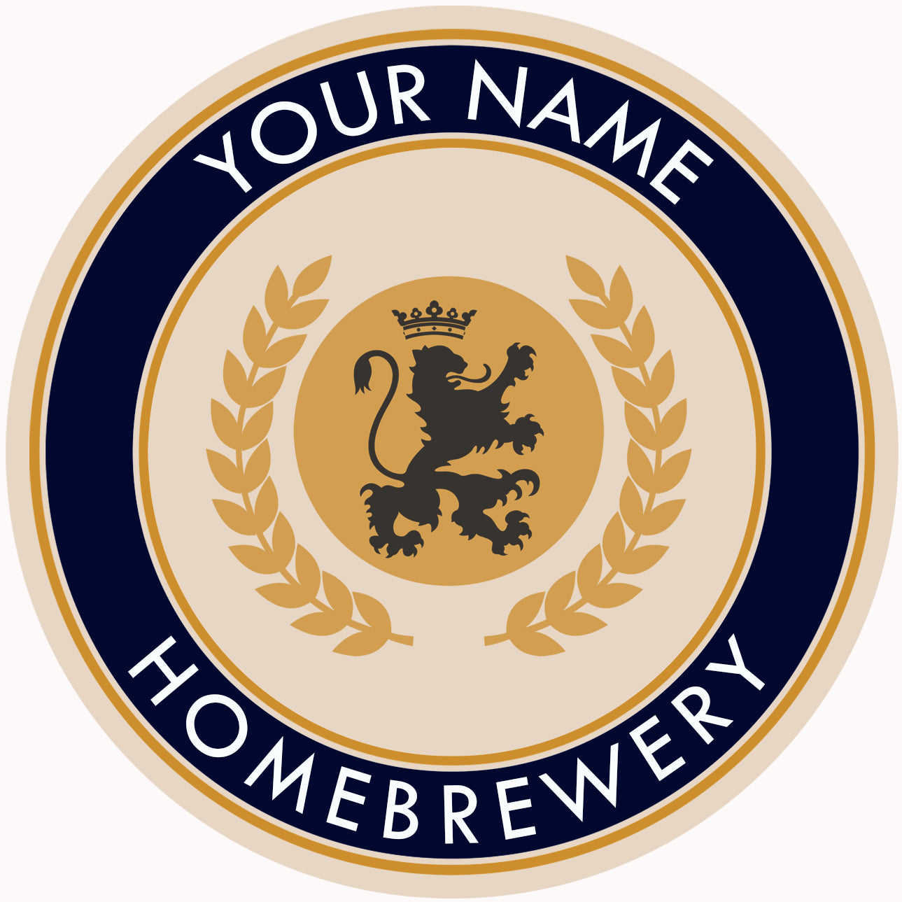 Navy-border fiberboard coaster displaying lion head graphic and name customization