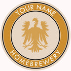 Gold-trim coaster with central German eagle icon and editable text fields