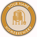 Gold outer-ring beer coaster with editable Your Name Homebrewery text