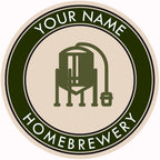 Green-trim fiberboard coaster displaying stylized fermenter and custom text area