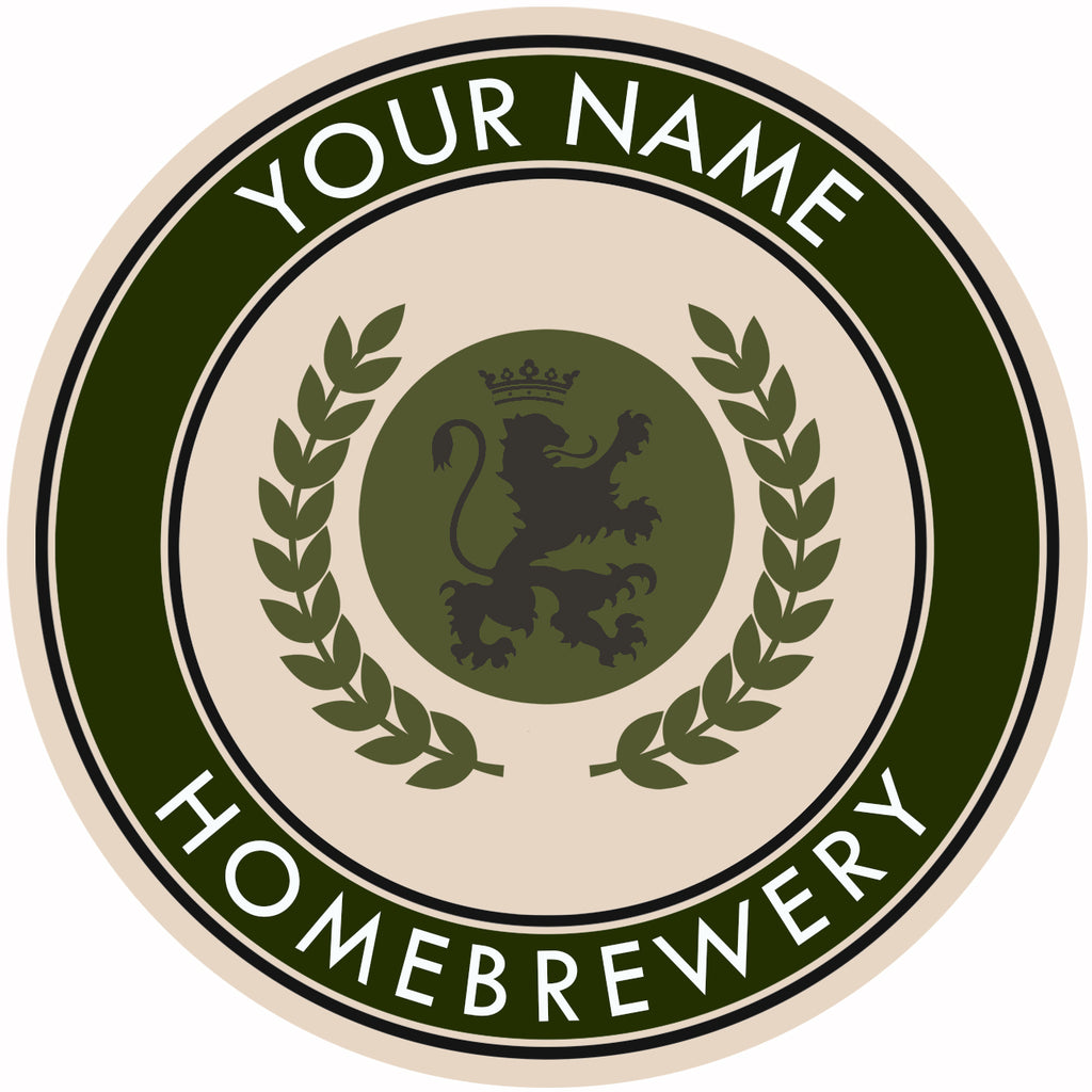 Green-border fiberboard coaster displaying lion head graphic and name customization