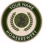 Green-border fiberboard coaster displaying lion head graphic and name customization