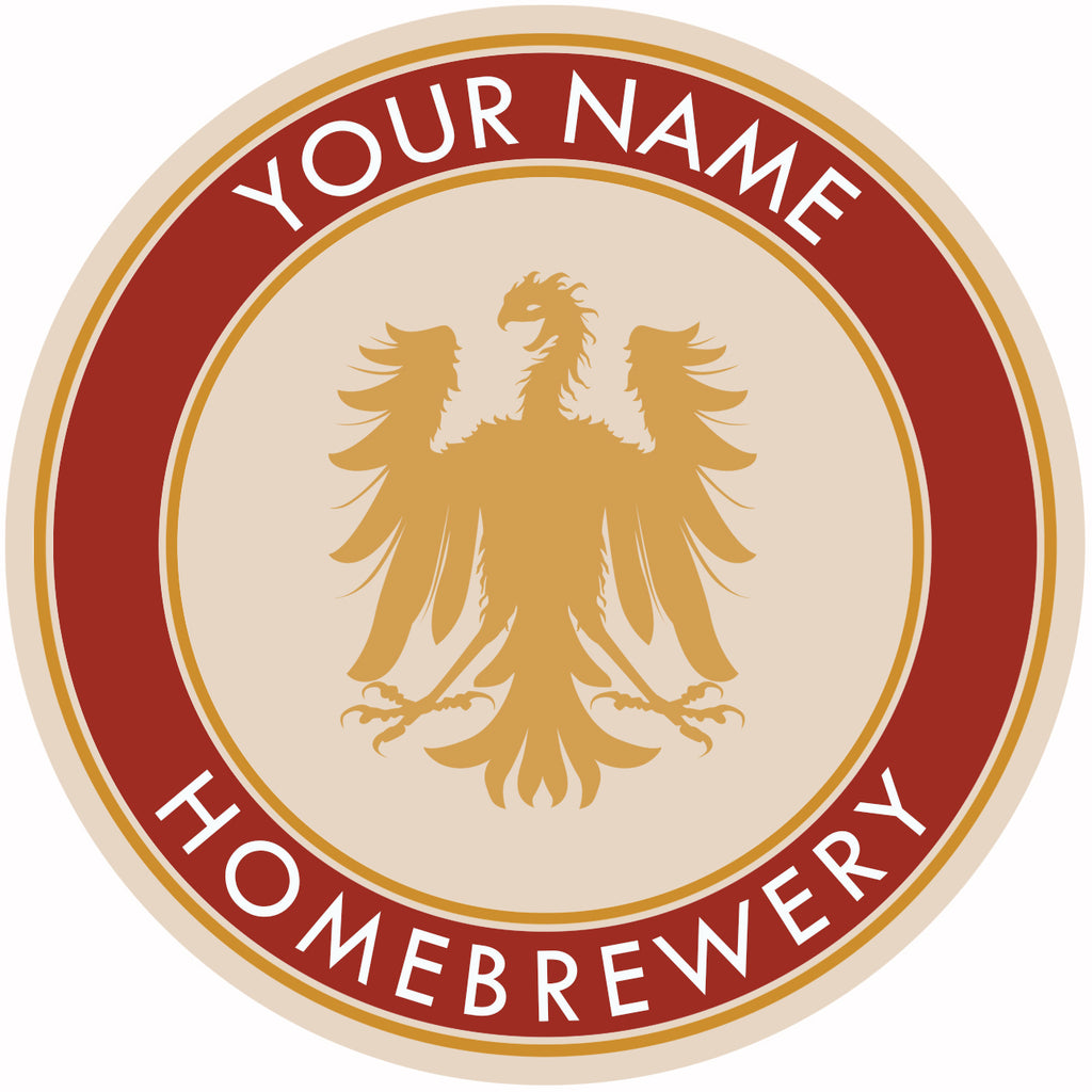 Personalizable beer coaster mockup with German eagle crest and color-band options