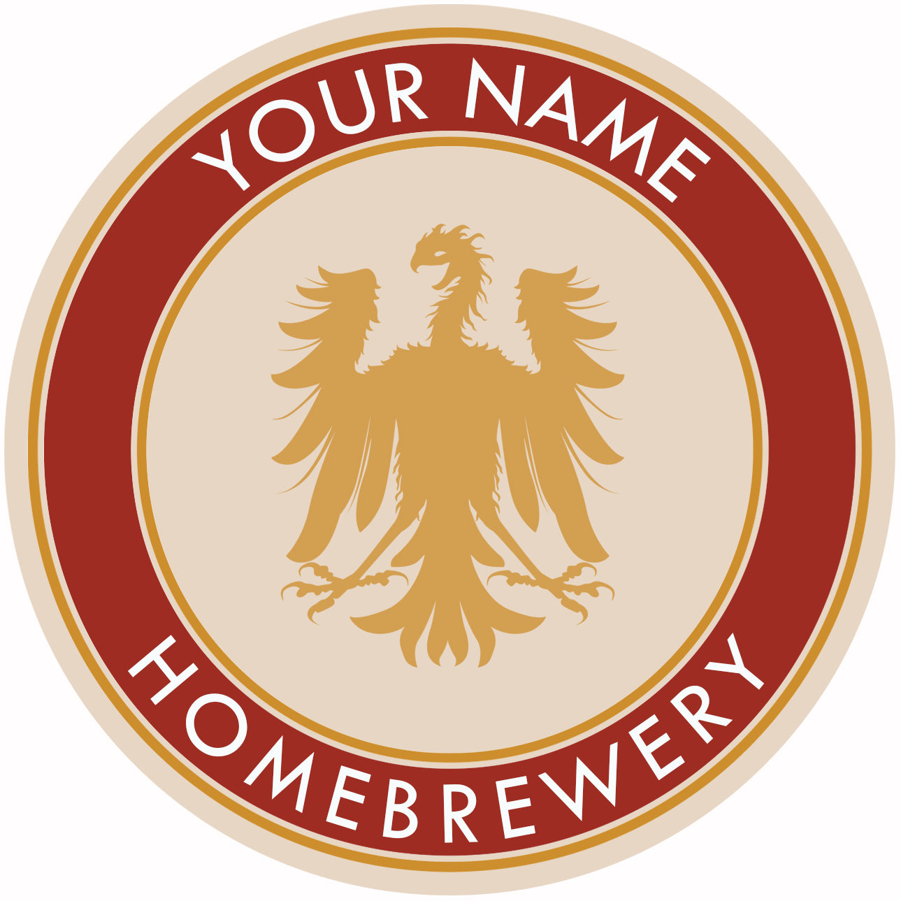Personalizable beer coaster mockup with German eagle crest and color-band options